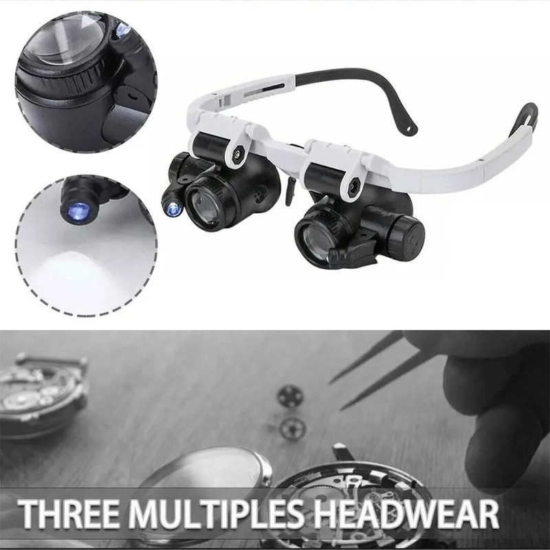 PrecisionView LED Headband Magnifying Glasses Adjustable 2X23X Headband Magnifier For Jewelry Rep 2