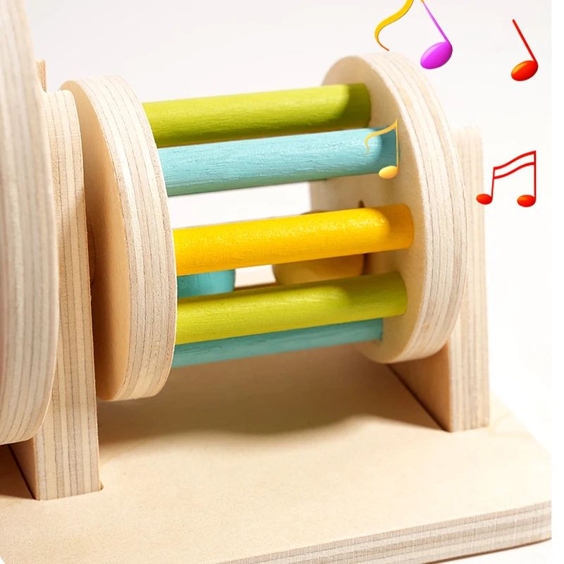 Montessori Wooden Spinning Drum Toy For Toddlers Sensory Early Learning Activity 4