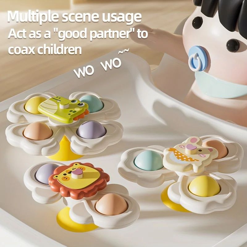 Cartoon Animal Suction Cup Spinning Top Set 136pcs StickAnywhere Suction Cup Spinner Toy For Desk 3