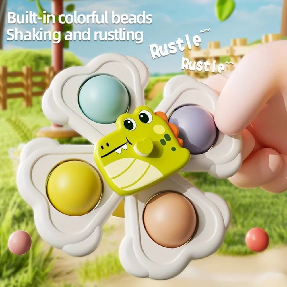 Cartoon Animal Suction Cup Spinning Top Set 136pcs StickAnywhere Suction Cup Spinner Toy For Desk 4