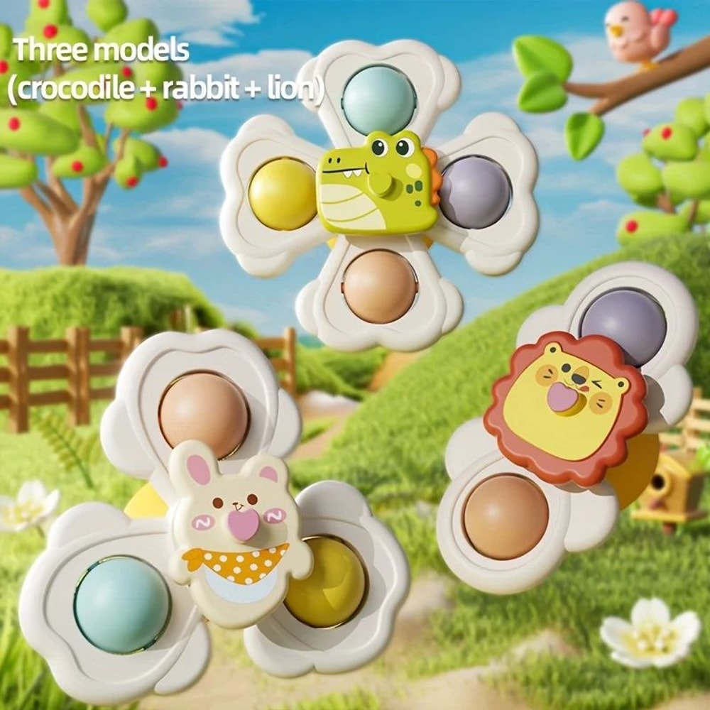 Cartoon Animal Suction Cup Spinning Top Set 136pcs StickAnywhere Suction Cup Spinner Toy For Desk 7