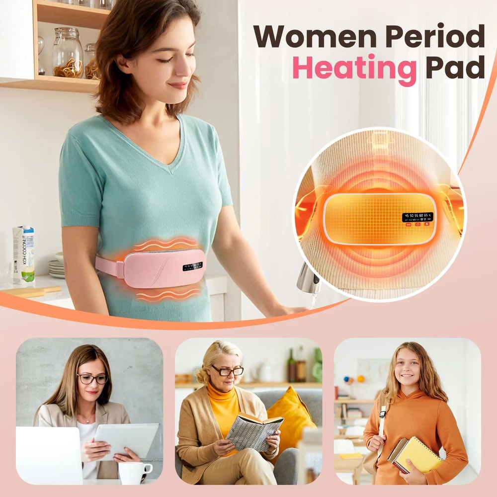 SmartHeat Pro Waist Massager Belt Rechargeable Menstrual Heating Pad With 5 Modes Vibration Relie 3