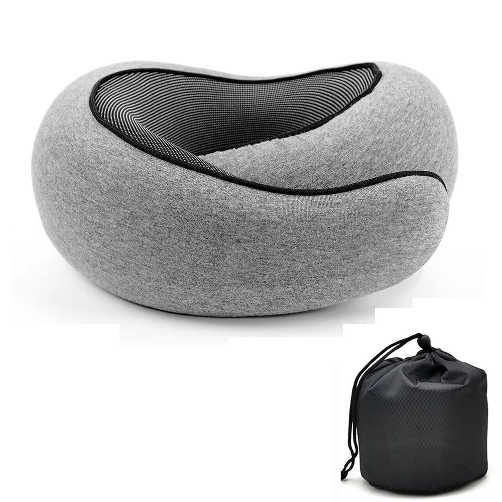 CloudComfort Memory Foam Travel Neck Pillow Adjustable UShaped Neck Support For Airplane Office N 7