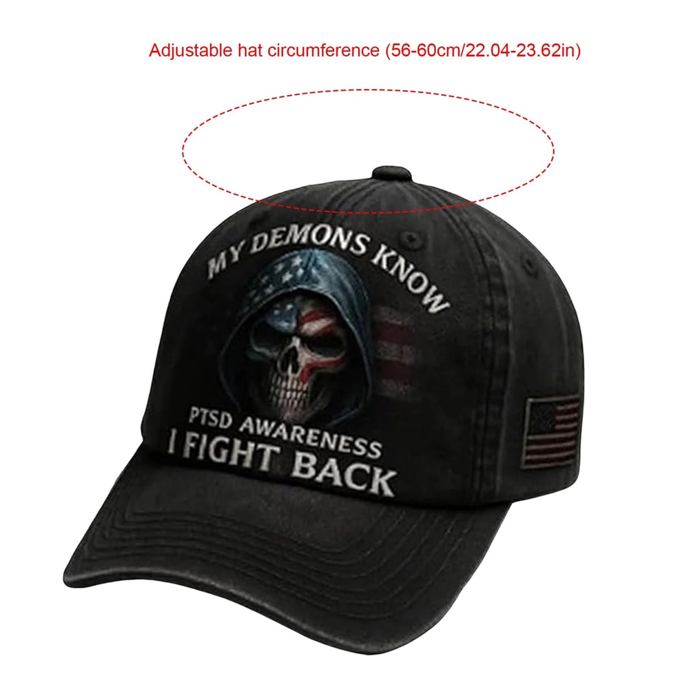 PTSD Awareness Cap Adjustable My Demons Know I Fight Back Hat 2