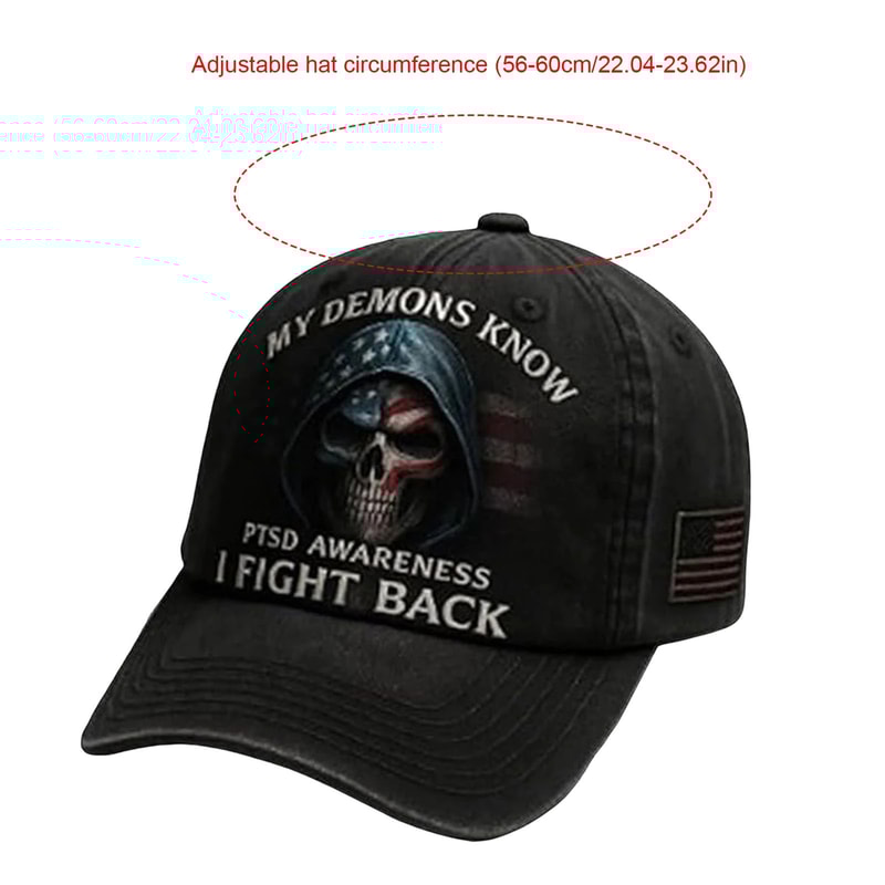 PTSD Awareness Cap Adjustable My Demons Know I Fight Back Hat 2