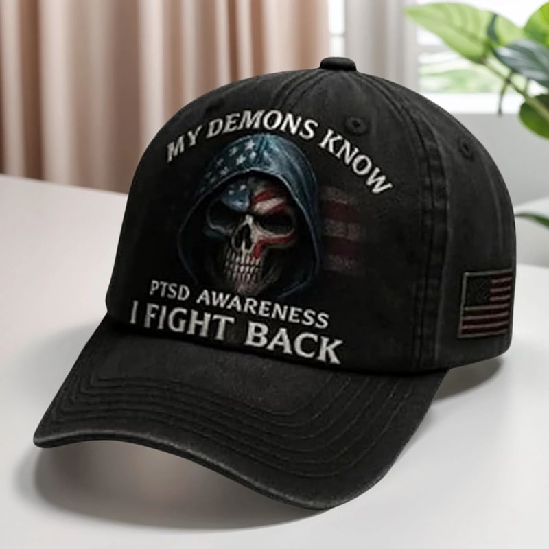 PTSD Awareness Cap Adjustable My Demons Know I Fight Back Hat 3
