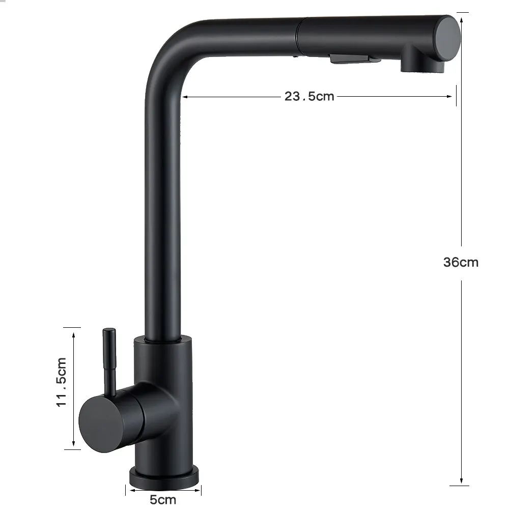 Matte Black PullOut Kitchen Faucet With DualMode Sprayer 360 Swivel HotCold Single Handle 3
