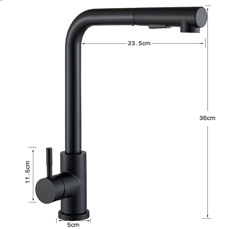 Matte Black PullOut Kitchen Faucet With DualMode Sprayer 360 Swivel HotCold Single Handle 3