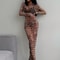 Leopard Print Long Sleeve Maxi Dress Elegant Y2K Bodycon Party Dress For Women 0