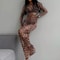 Leopard Print Long Sleeve Maxi Dress Elegant Y2K Bodycon Party Dress For Women 1