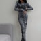 Leopard Print Long Sleeve Maxi Dress Elegant Y2K Bodycon Party Dress For Women 3