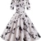 Vintage Floral ALine Summer Dress Half Sleeve Black Retro Party Dress For Women 0