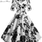 Vintage Floral ALine Summer Dress Half Sleeve Black Retro Party Dress For Women 3
