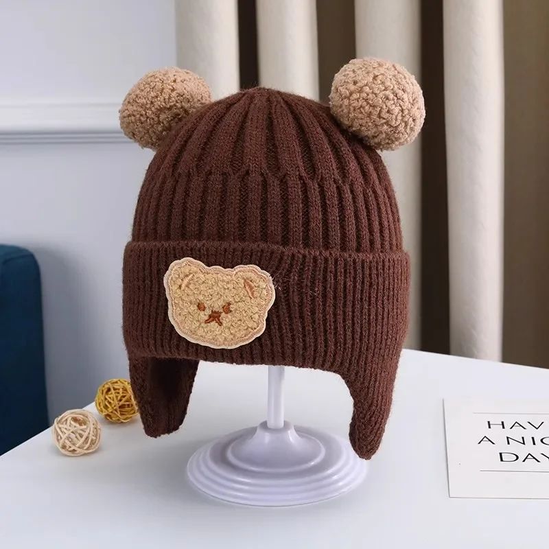 CozyBear Baby Winter Hat Thick Knit Baby Wool Hat With Bear Ears Ear Protection 9