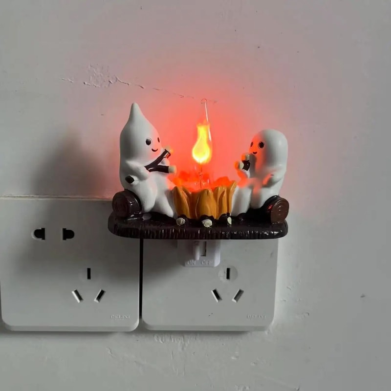 Glowing Ghost Firelight Figurine LED Halloween Desk Decor 0