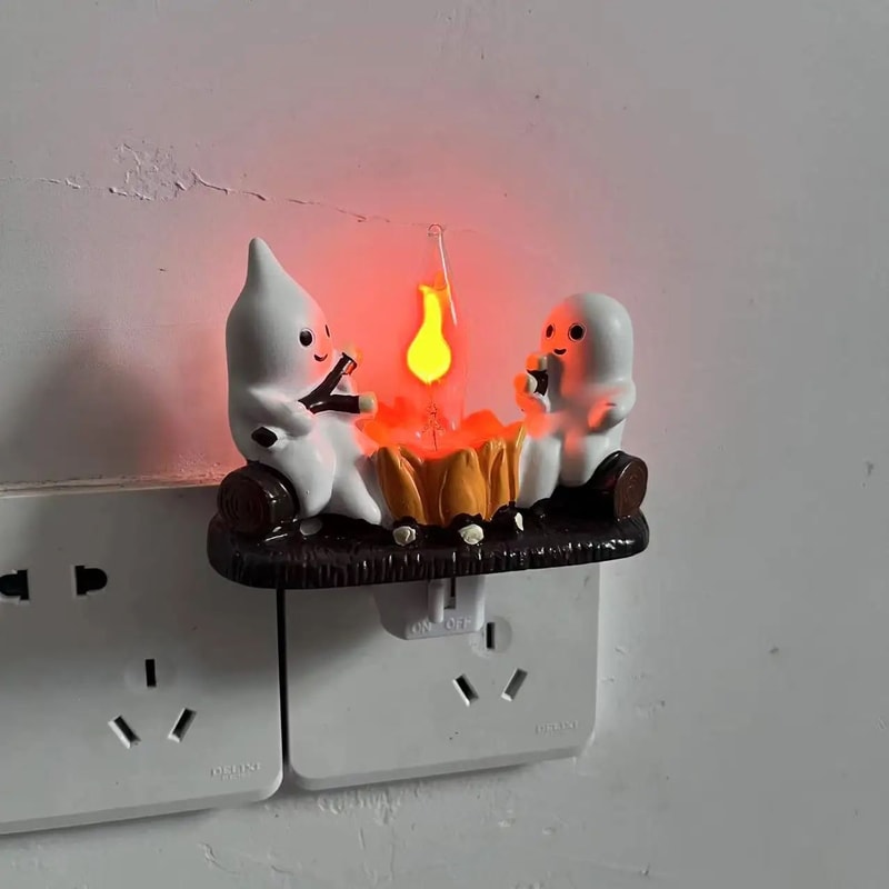 Glowing Ghost Firelight Figurine LED Halloween Desk Decor 5