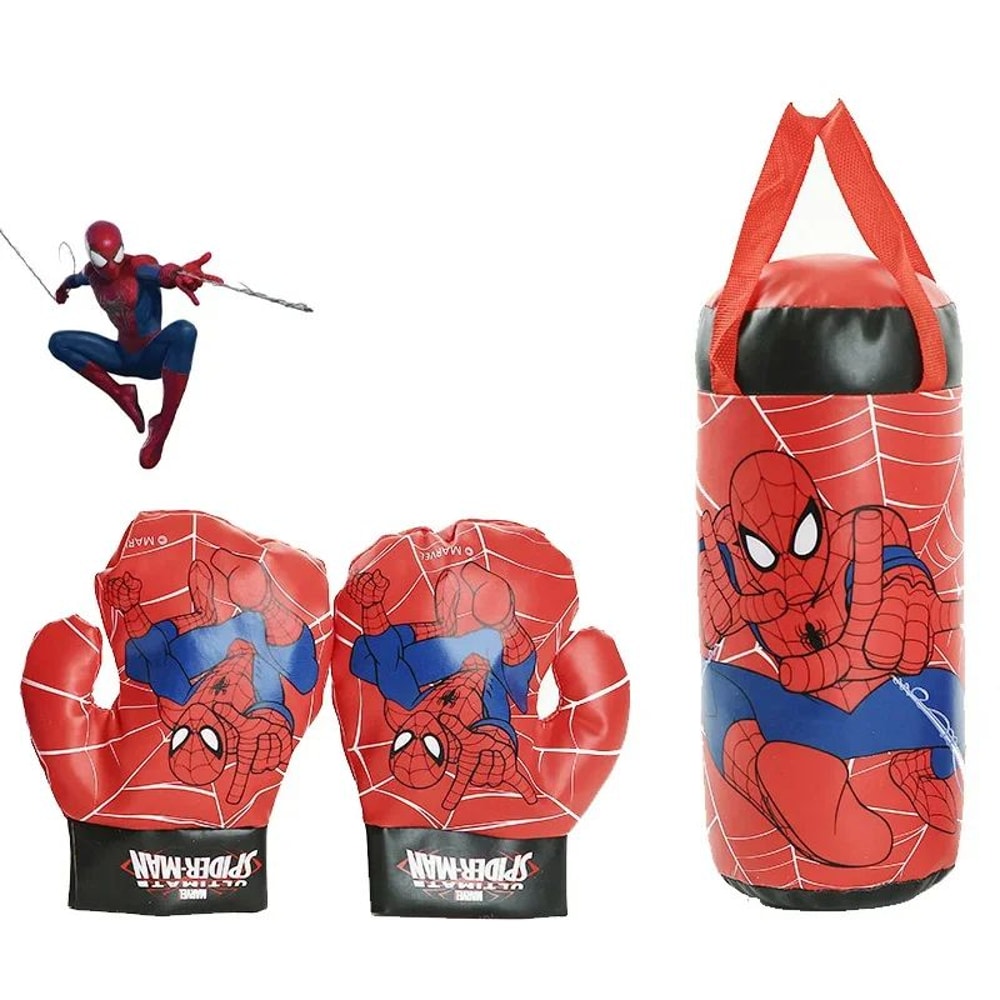 SpiderMan Kids Boxing Gloves Set With Punching Sandbag Suit For Outdoor Active Play 0