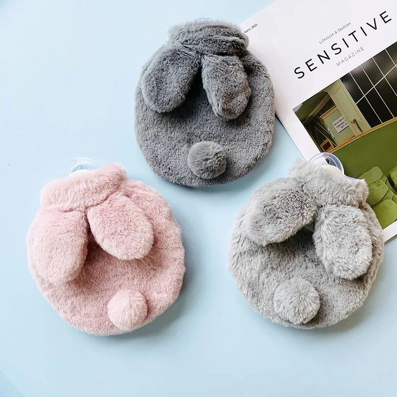 SnuggleBunny 300ML Plush Hot Water Bottle Cute Rabbit Hand Feet Warmer With Soft Cover 4