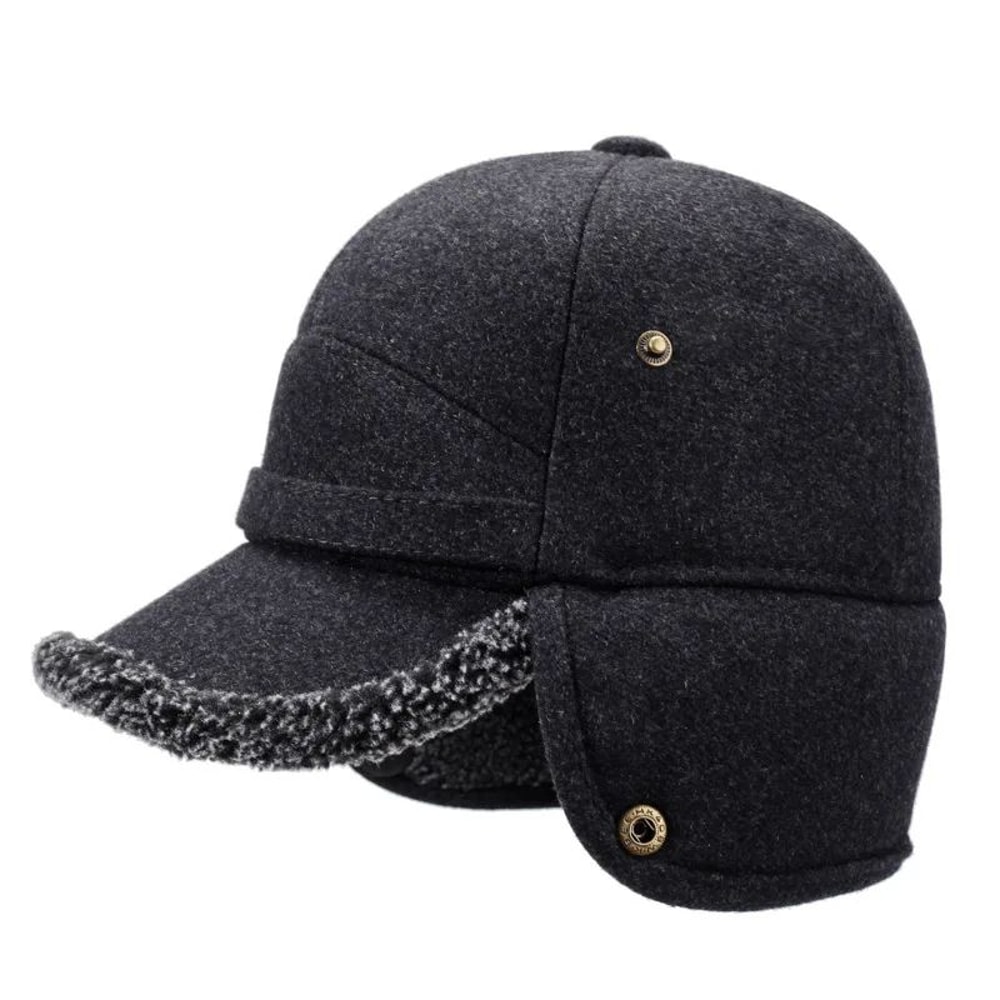 Mens Fleece Baseball Cap With Ear Flaps Warm Lei Feng Winter Hat For Outdoors 1