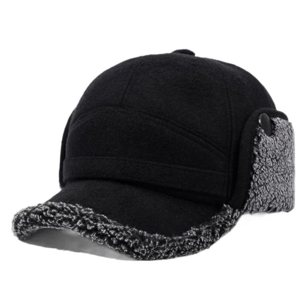 Mens Fleece Baseball Cap With Ear Flaps Warm Lei Feng Winter Hat For Outdoors 4