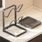 3Tier Metal Pot Lid Organizer With Drainage Tray NoDrill Pot Lid Rack For Countertop Or Cabinet 2