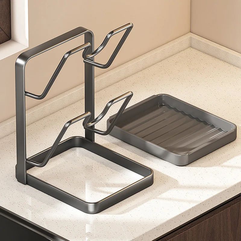 3Tier Metal Pot Lid Organizer With Drainage Tray NoDrill Pot Lid Rack For Countertop Or Cabinet 2