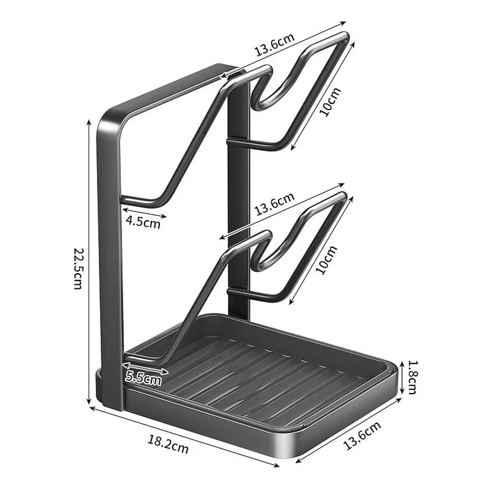 3Tier Metal Pot Lid Organizer With Drainage Tray NoDrill Pot Lid Rack For Countertop Or Cabinet 5