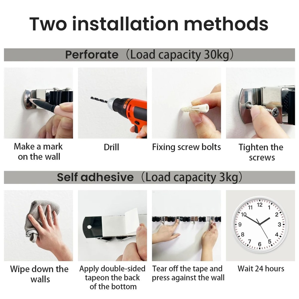 HeavyDuty Stainless Steel Broom Mop Organizer Wall Mounted Broom Holder With 4 NonSlip Hooks 3