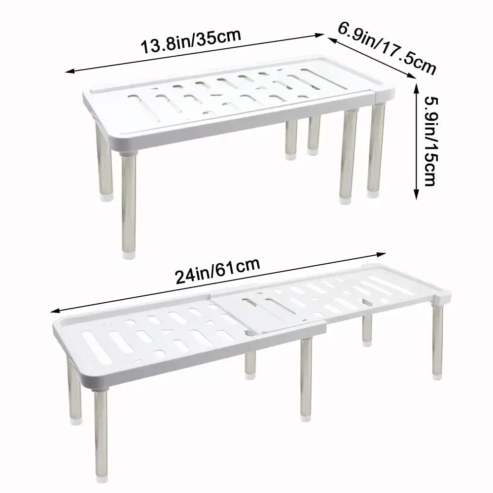 Expandable Kitchen Spice Organizer Rack Adjustable Retractable Shelf For Cabinets Countertops 5