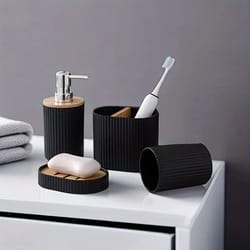 modern minimalist bathroom accessories set – 4-piece plastic countertop organizer