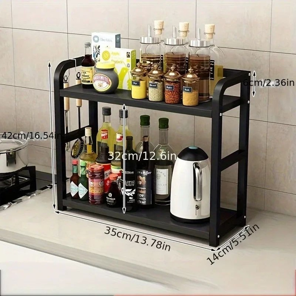 Rustproof 2Tier Countertop Organizer Shelf For Coffee Station Kitchen Storage 4