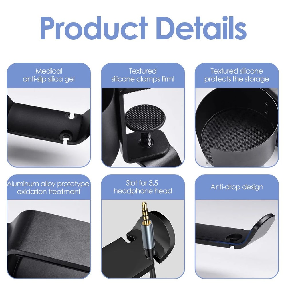 2in1 Desk Cup Holder With Headphone Hanger 360 Rotating ClampOn Organizer 5