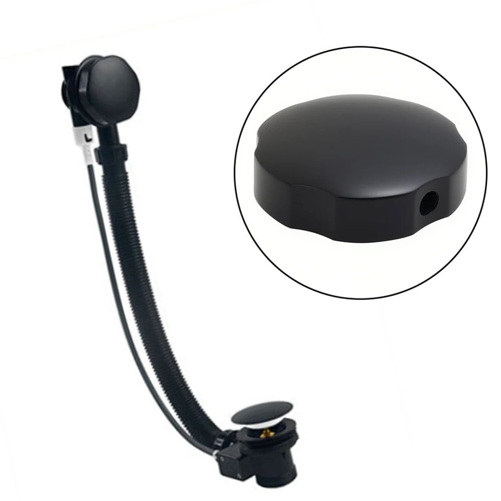 Premium Brass Bathtub Overflow Knob 74mm Rotating Bath Drain Control Knob In Matte Black 0