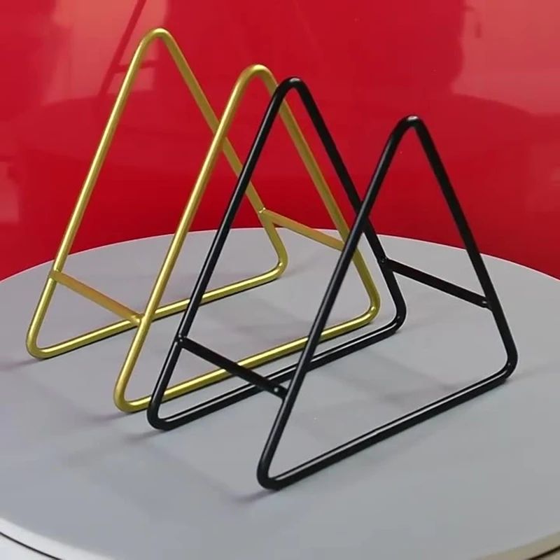 Minimalist Iron Coaster Holder Trivet Storage Rack Triangle Metal Stand 3