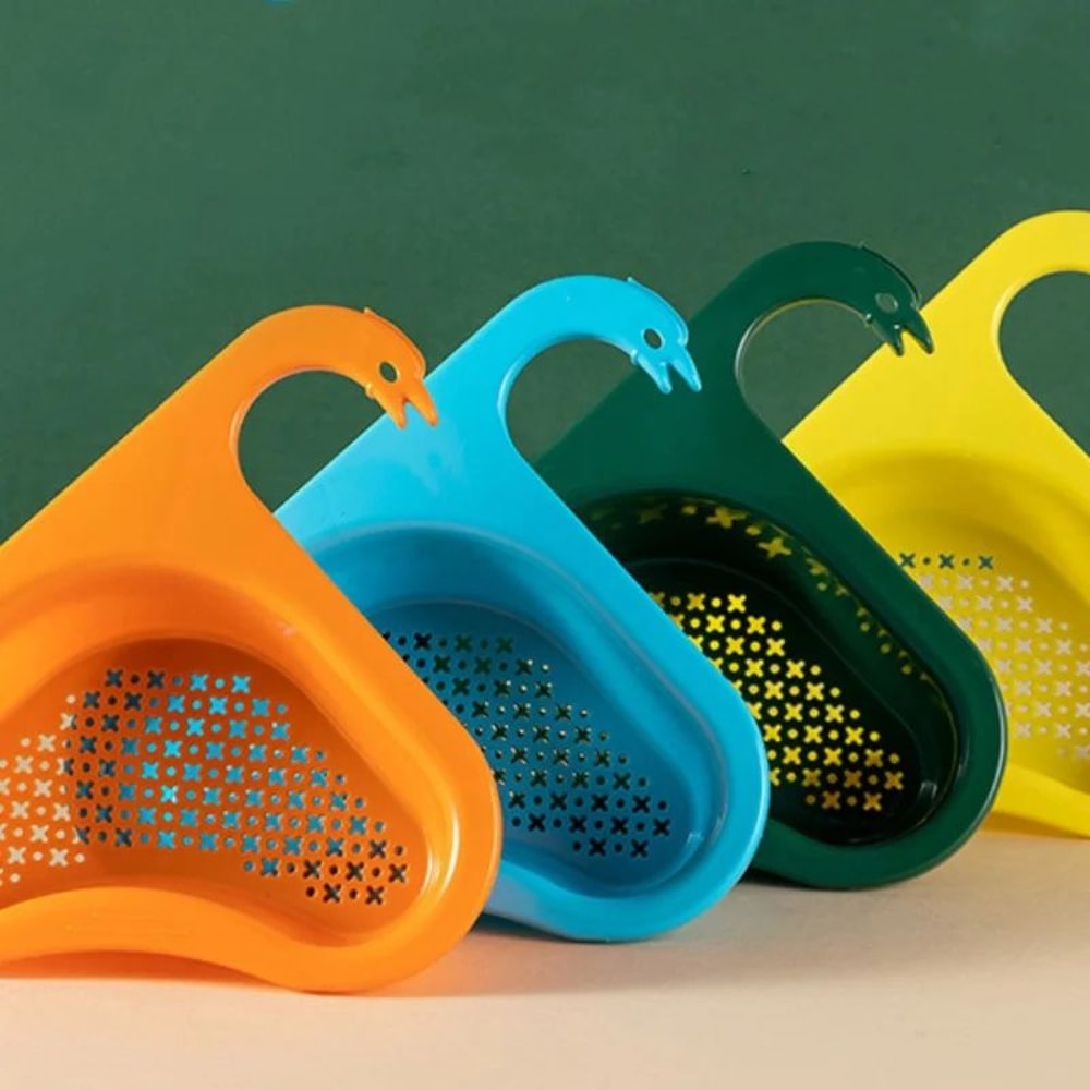 SwanClip NoDrill Sink Drain Basket Multifunction Fruit Vegetable Strainer 1