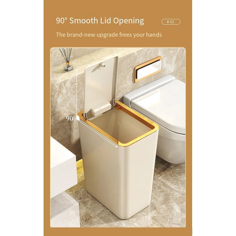 SlimPress Airtight Slim Trash Can With OneTouch PopUp Lid For Tight Spaces 2