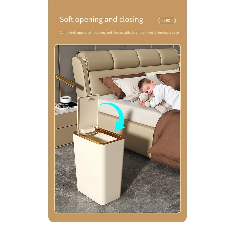 SlimPress Airtight Slim Trash Can With OneTouch PopUp Lid For Tight Spaces 3