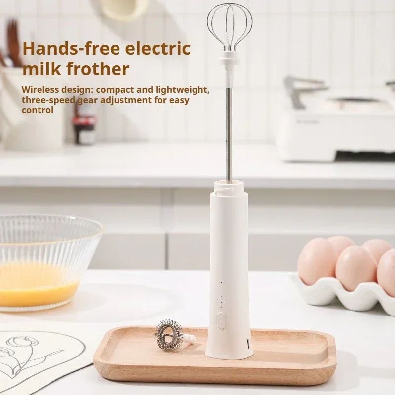 3Speed Electric Milk Frother Wand With Dual Heads Handheld Battery Operated Coffee Baking Mixer 1