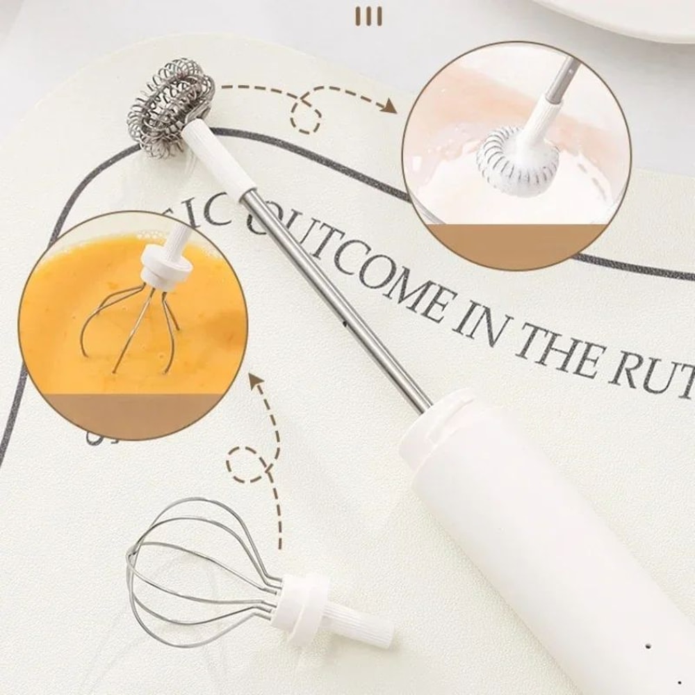 3Speed Electric Milk Frother Wand With Dual Heads Handheld Battery Operated Coffee Baking Mixer 4