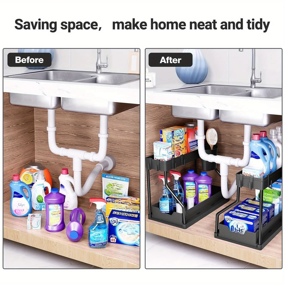 Premium PullOut Kitchen Pull Out Organizer Under Sink Storage Rack MultiLayer SpaceSaver 5