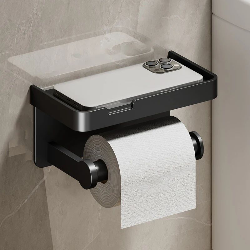Matte Aluminum Wall Mounted Toilet Paper Holder Modern Bathroom Tissue Rack 6