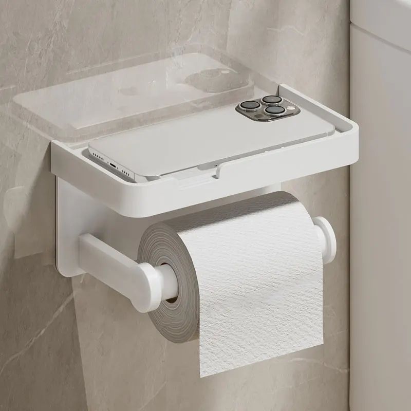 Matte Aluminum Wall Mounted Toilet Paper Holder Modern Bathroom Tissue Rack 8