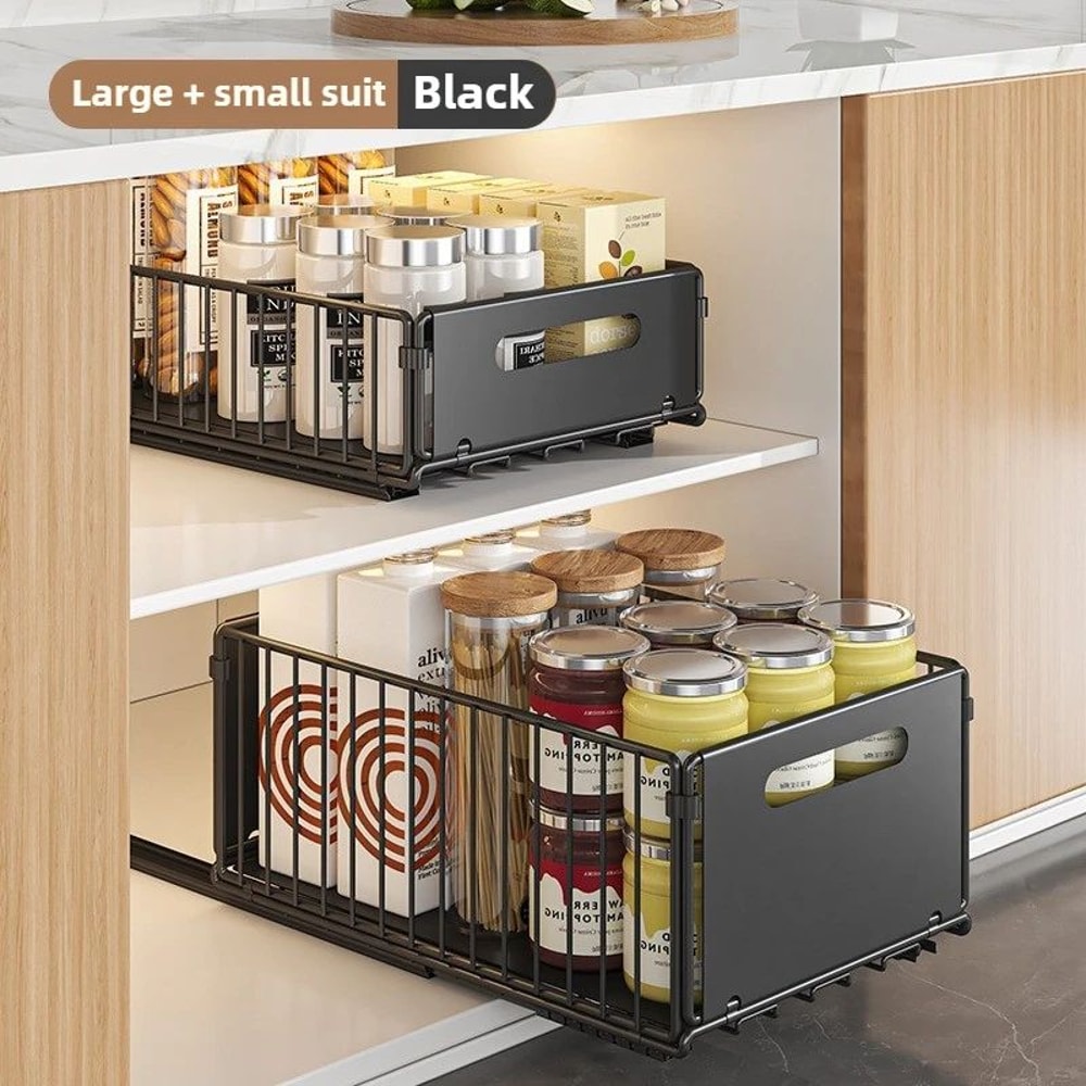 PullOut Cabinet Organizer Basket For Kitchen Bathroom SlideOut Storage For Spices And Supplies 10