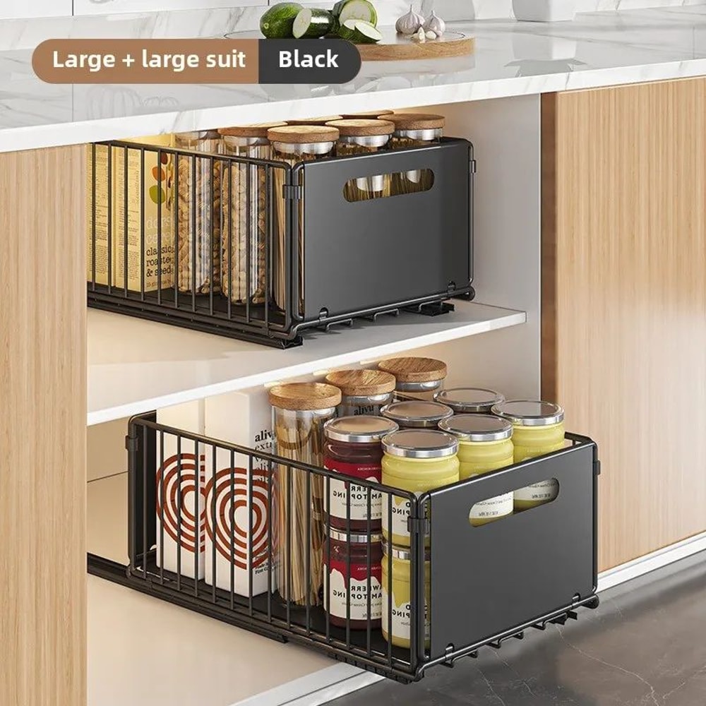 PullOut Cabinet Organizer Basket For Kitchen Bathroom SlideOut Storage For Spices And Supplies 9