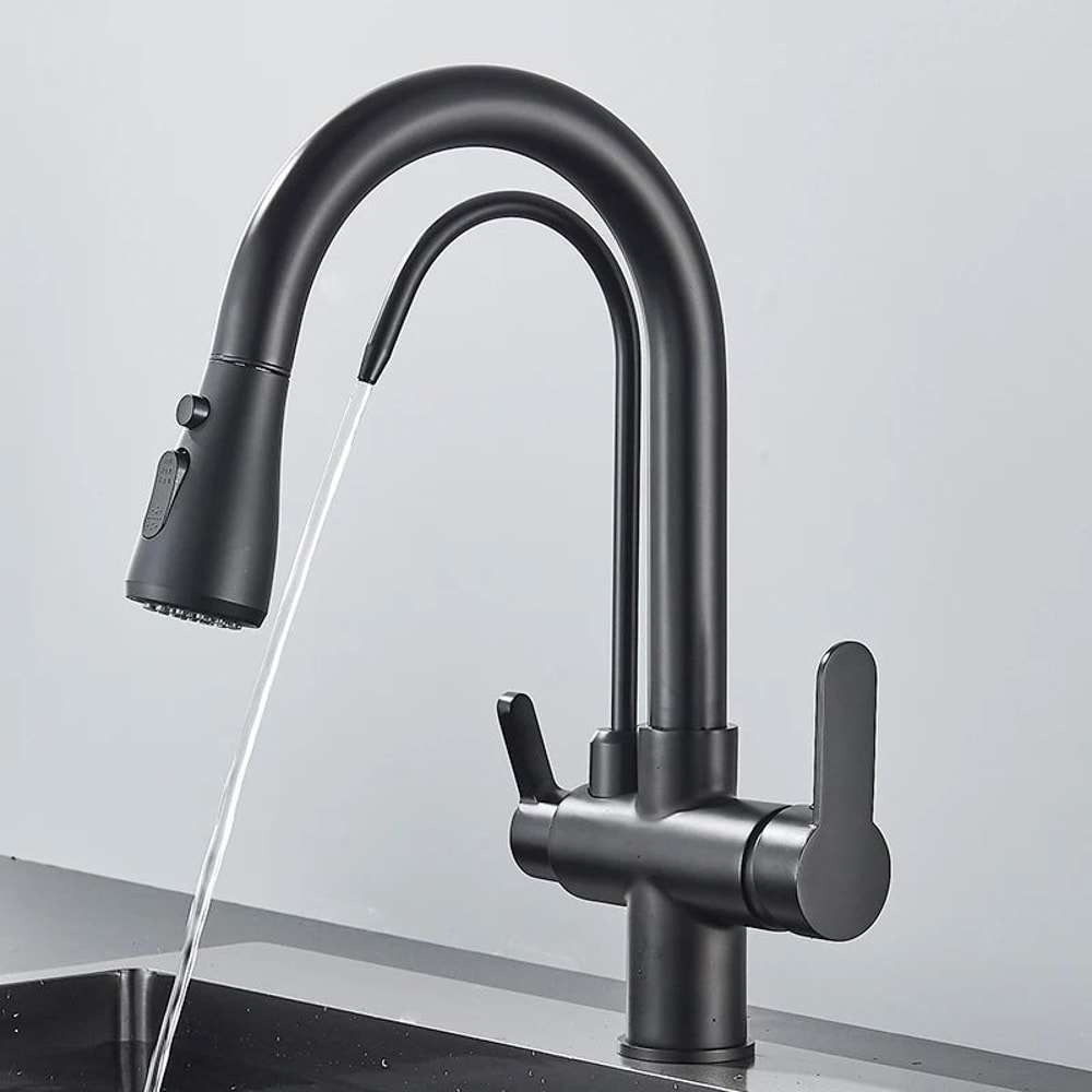 AquaFlex 3Way Filtered Kitchen Faucet With PullOut Sprayer 360 Rotation Matte Black 4