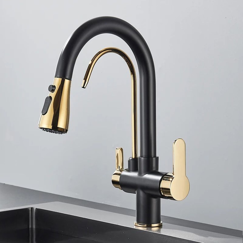 AquaFlex 3Way Filtered Kitchen Faucet With PullOut Sprayer 360 Rotation Matte Black 14