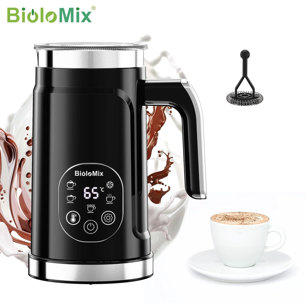 BioloMix 5in1 Smart Milk Frother With LED Touch Display Hot Cold Foam Maker Warmer 0