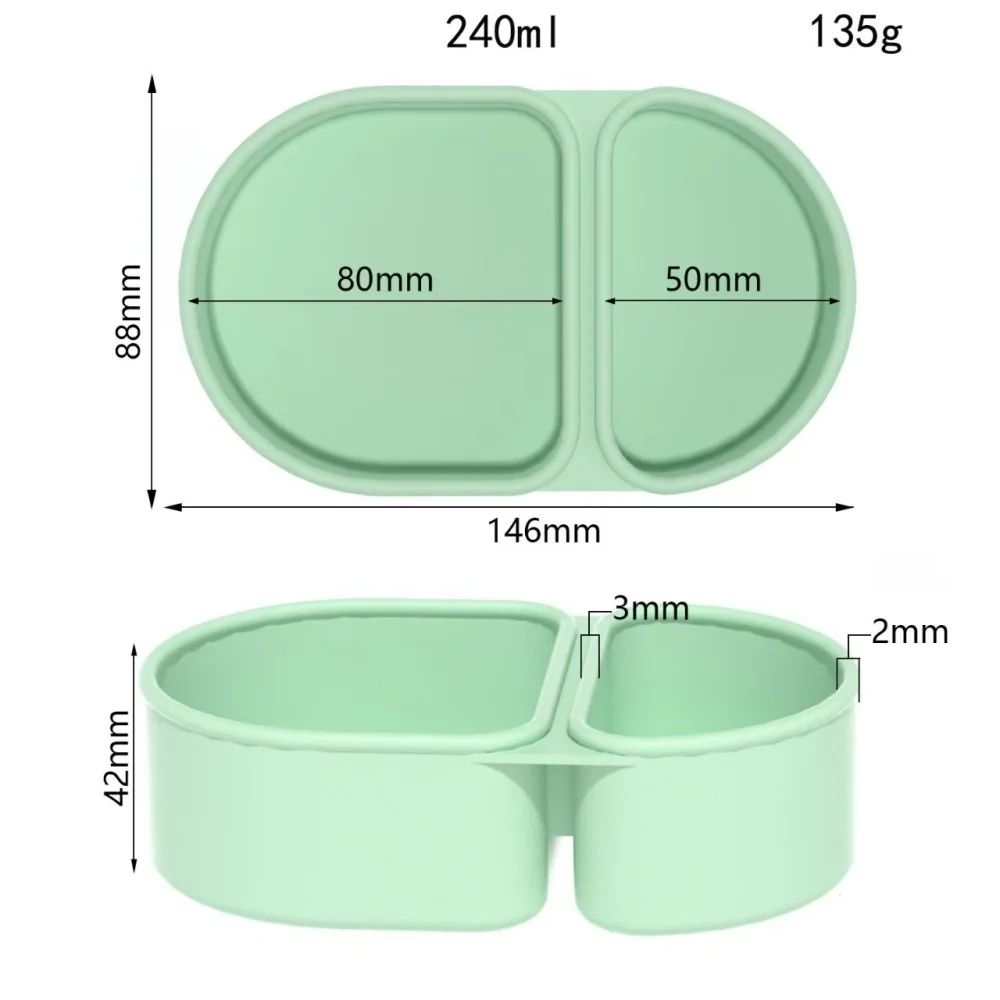 Premium Silicone Reusable Snack Containers With Double Compartment Leakproof Design 7