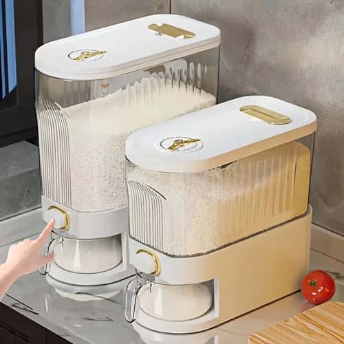 SmartSeal Airtight Rice Dispenser – Large Rice Storage Container with Measuring Cup & Time Markings