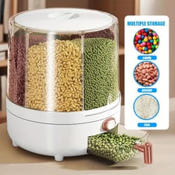 premium 6-compartment 360° rotating cereal dispenser – large capacity dry food storage dispenser for kitchen & pantry